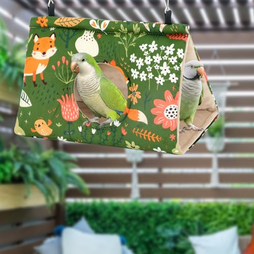 Rypet Bird Nest House, Bird Bed for Cage - Large (Pack of 1), Green, Cotton, Hanging Hammock Bird Hut - Image 3