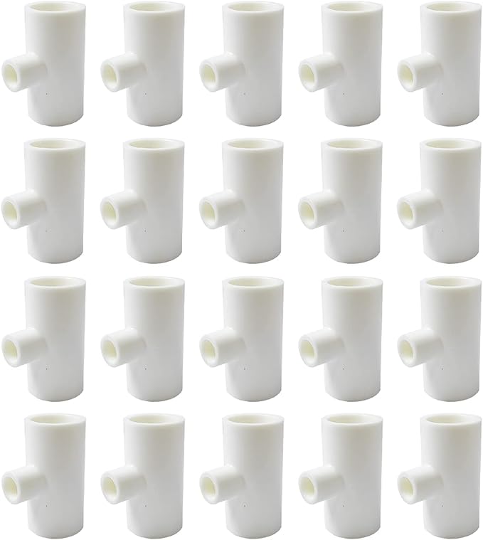 20 Pieces Chicken Waterer PVC Tee Fittings, Automatic Poultry Waterers PVC Fittings for 1/8" FTP Threads, Chicken Water Drinker and Feeder Cups for Poultry Nipples Chicken
