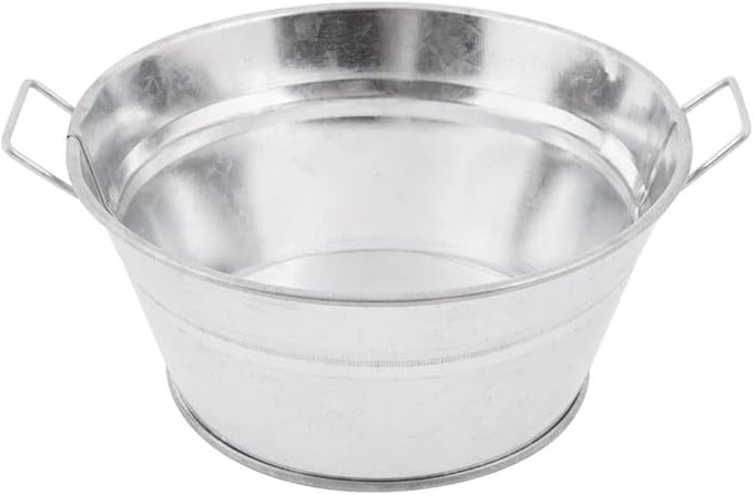 American Metalcraft MTUB63 Natural Galvanized Tub with Side Handle - 27 oz, 6-Inch