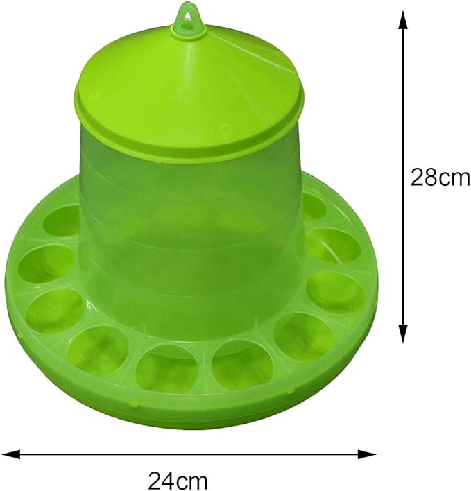 Chicken Feeder Waterer Feeding Container Breeding Supplies Feed Bucket Barrel Automatic Poultry Feeder for Ducks, Quails, Goose, Hen, Birds, 28x24cm No Bracket