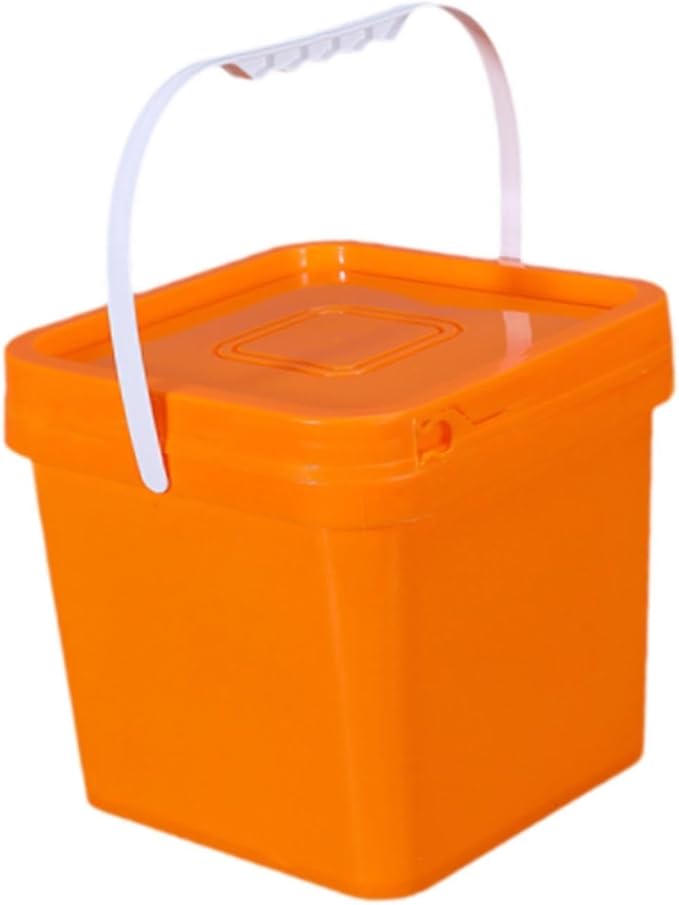 Square Bucket All Purpose Pail Large Capacity Food Storage Container with Handle and Lid for Home Improvement Outdoor Picnics, 5L 20x20x18.6cm