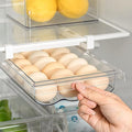 Egg Holder for Refrigerator, Fridge Egg Storage Tray, Clear Plastic Egg Drawer for Refrigerator, Space Saver Egg Storage Container & Organizer