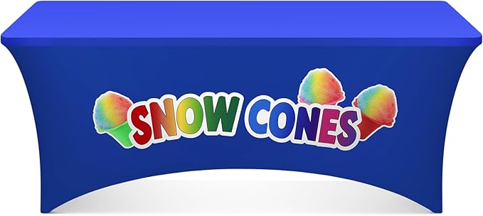 Oudain 6ft Snow Cones Stand Tablecloth Stretch Spandex Table Cover Snow Cones Stand Supplies for Standard Folding Tables Summer Party Table Cloths Universal Rectangular Fitted Protector