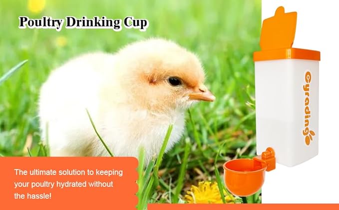 Automatic Waterer System Chick Drinker Cups 1L Hanging Automatic Fill Poultry Watering Cup Used for Cage (White, 2)