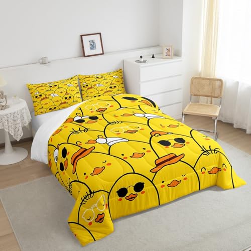 Erosebridal Cute Duck Comforter Set,Cartoon Yellow Duck Bedding Set Full - Color 02, Polyester, 3 Pack - Image 4