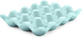 Flexzion Ceramic 12 Cups Egg Tray - Whole Dozen Porcelain Egg Holder Container Keeper Storage Organiser Decorative Serving Stand Serveware for Refrigerator Fridge Countertop Display Kitchen