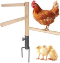 Chicken Perch Toy for Coop, Chicken Perch Stand Wooden with Metal Ground Plug, Roosting Bar for Chicken Coop Toys, Suitable for Poultry Rooster Chicks Bird Parrot