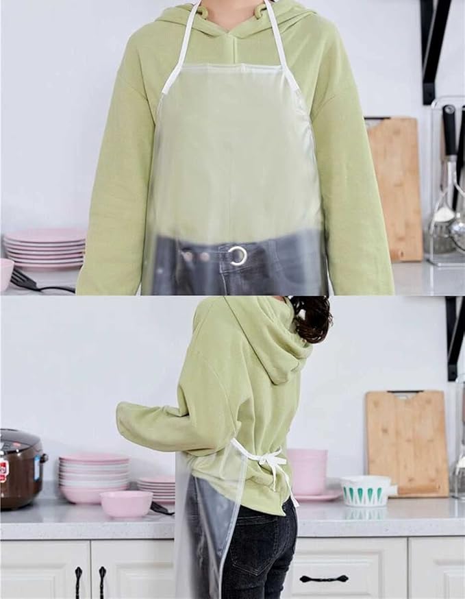 Unisex 47 x 27.5 inches Heavy Duty Transparent PVC Waterproof Apron, Dishes Washing Kitchen Cooking, Clear