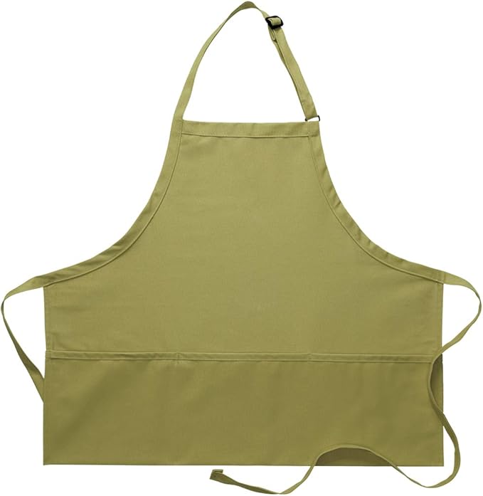 DayStar Apparel Premium Quality 3-Pocket Bib Apron with Adjustable Neck and Extra Long Ties - Style 200