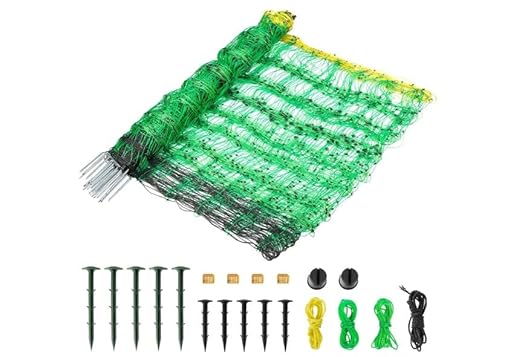 Electric Fence Netting, 19.7 * 49.6in Net Fencing Kit Portable Movable Livestock Nets Mesh for Sheep Goats Deer Hogs Dogs Lambs (10 Stakes)