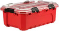 Professional Heavy Duty Waterproof Stackable Plastic Storage Container with Hinged Lid, Red, Rectangular, (12 Gal)