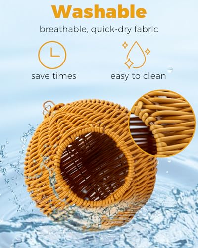 Chewproof Steel Frame Bird Nest for Cage, Washable Small Bed Hammock - S-Long Chain-brown for Small Birds, Chew-resistant Steel Frame - Image 3