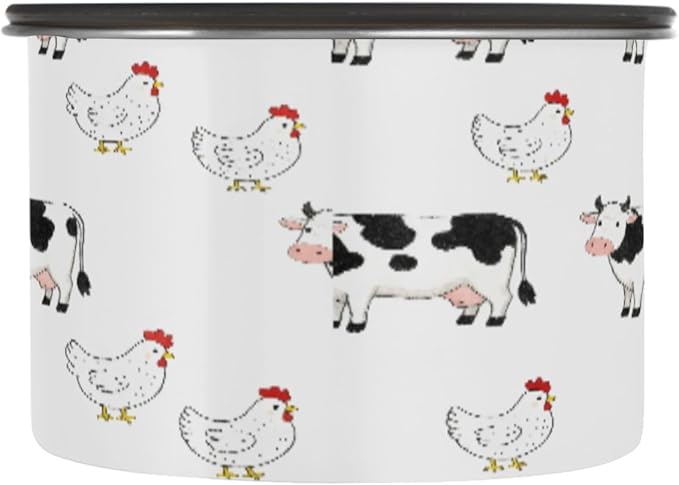 Farm Cows Chickens Coffee Canister 17oz Stainless Steel Airtight Food Storage Container with Lid for Beans/Cereal Preserval