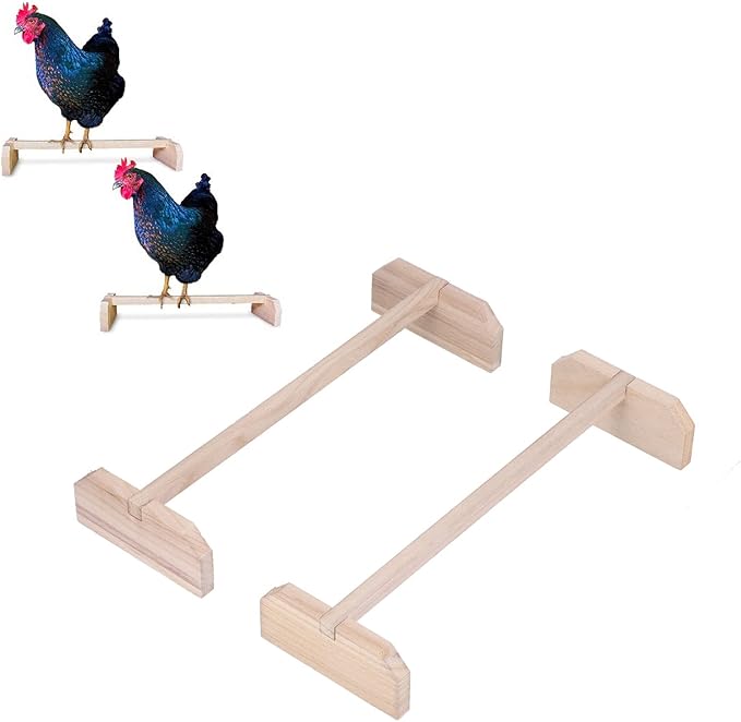 2 Set Chicken Wooden Perches, Large Wooden Bird Stand for Rooster and Parrots, Training Hens Roosting Bar with Screws, Log Material for Chickens and Medium Large Birds