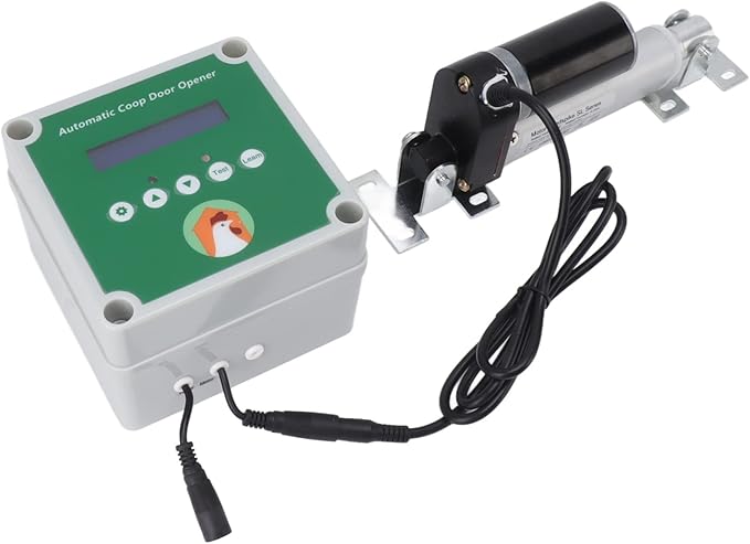 Automatic Chicken Coop Door Opener, Electric Poultry Swing Door Opener Accessories with Timer and Light Sensor, Linear Actuators Electric Poultry House Door Motor Kit 100 to 240V (US Plug)