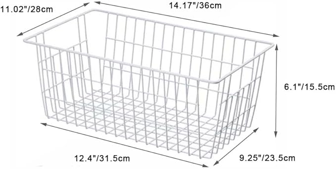 SANNO Large Freezer Baskets Metal Storage Organizer Bin Basket Wire Storage Basket for Kitchen Pantry Bathroom Set of 3 Large Metal Farmhouse Food Fruit Produce Organizer Bins