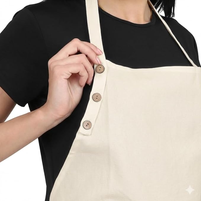 Kitchen Apron Cotton Waterdrop Resistant with adjustable Aprons for Women with Pockets 9 Color option Cooking