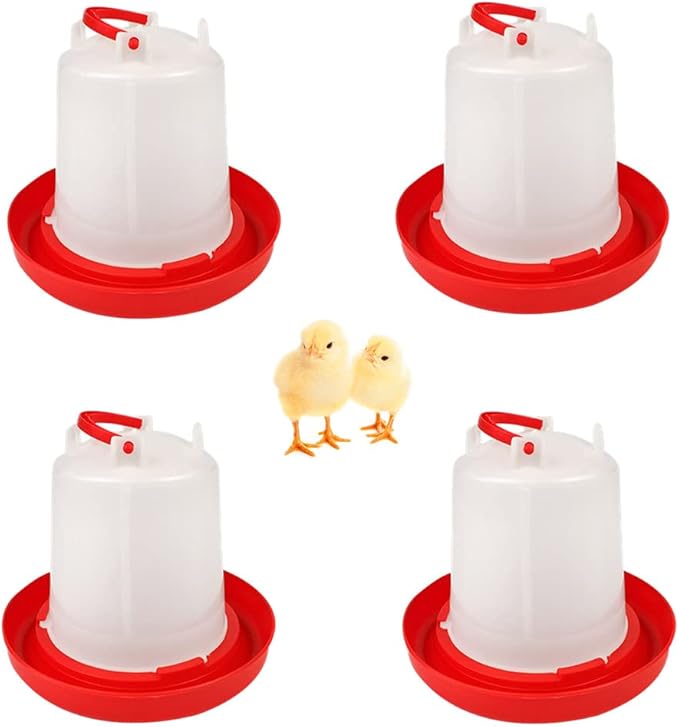 DoubleWood Plastic Poultry Drinker Chick Waterer Kit 1.5 L Waterer Hanging Poultry Water Container (2)