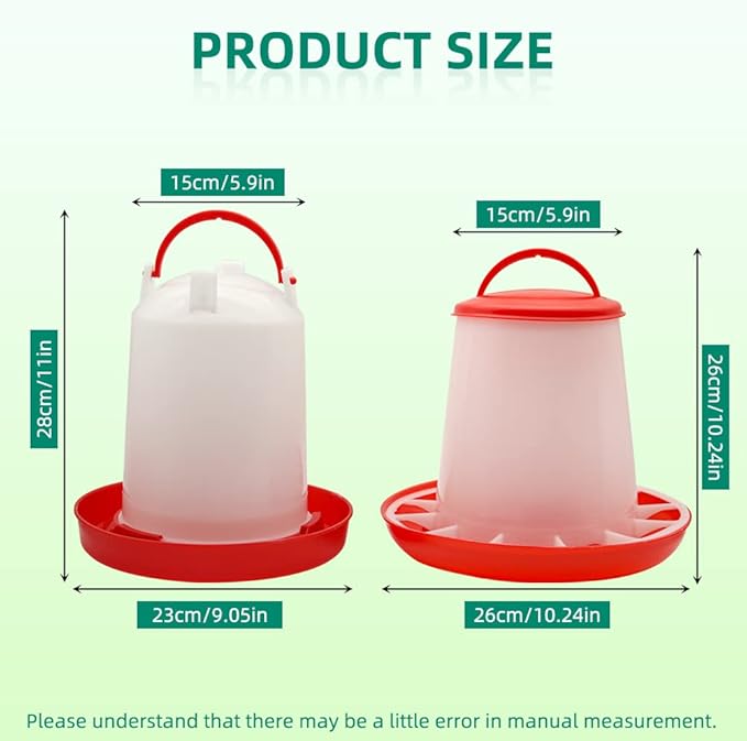 Chicken Feeder Waterer Kit Hanging 3.17 Quart Poultry Water Fountain & 6.6lb Feeder for Chick Duckling & Gosling