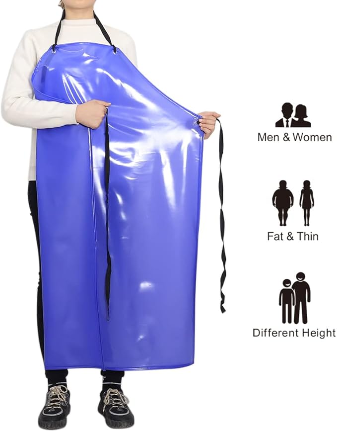 Chemical Resistant Vinyl Apron - Extra Large Waterproof PVC Aprons for Dishwasher,Dog Grooming,Fish Cleaning