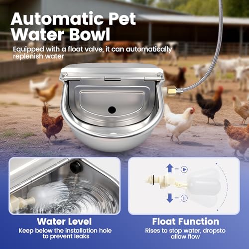Automatic Dog Water Bowl Dispenser Outdoor, Wall Mountable - silver, Stainless Steel, 3 liters - Image 3