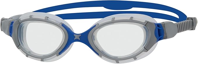 Zoggs Adult Unisex Predator Flex Anti-Fog UV Protection Curved Lens Ultra-Fit Gasket Quick-Adjust Swimming Goggles, 461041
