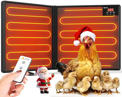 Chicken Coop Heater Inside Coop with Remote Control - Dark black 2G-Controller, 180W Foldable Radiant Heaters by PETNF