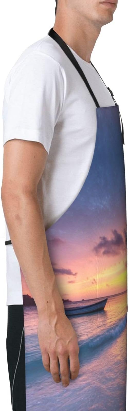 Kitchen Aprons for Men Women Waterproof Apron with 2 Pockets Whale Tail Apron Adjustable Bib Aprons