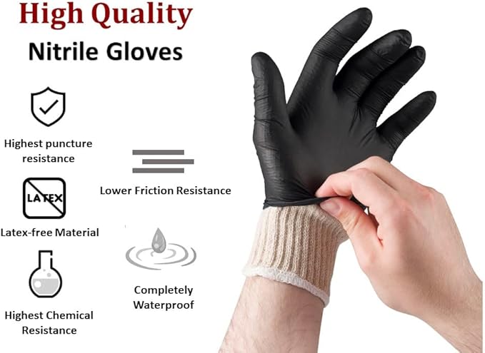 BBQ Gloves 4 Cotton Glove Liners and 100 Disposable Gloves Washable Cotton Liners Powder Latex Free Nitrile Gloves
