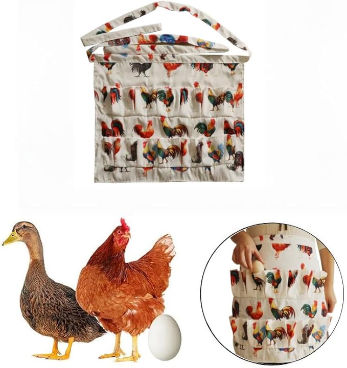 Egg Collecting Apron with 12 Deep Pockets - Perfect for Hen Duck and Goose Eggs | Farmhouse Kitchen Workwear