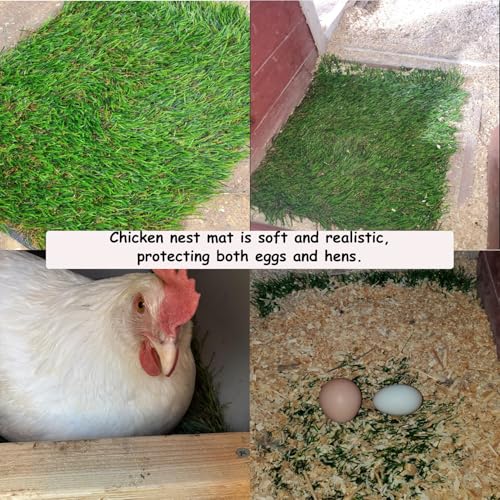 4 Pack Washable Chicken Nesting Pads Artificial Grass Rug Carpet Cuttable Chickens Nest - Green, Plastic - Image 5