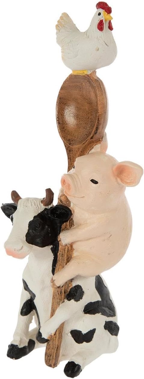 Hobby Lobby Farm Animal Kitchen Figurines, Farmyard Friends, Home Kitchen Coffee Bar Office Decor (Cow, Pig & Chick Spoon)