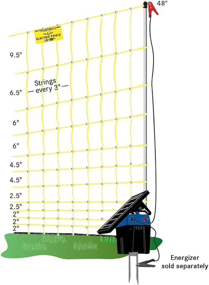 Premier 1 Portable Electric Chicken Net with Built-in Posts | 48"H x 164'L | Yellow Poultry Fence for Backyard Chickens, Ducks, Turkeys