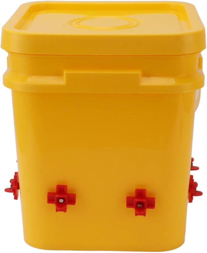 GLOGLOW Automatic Chicken Waterer Bowl, Durable Plastic with Gravity System, 12L Drinker for Chickens, Ducks and Other Poultry (Bucket + Four Corner Drinker + Black Screws)