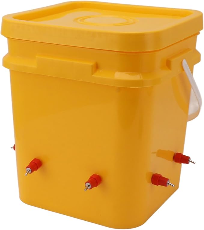 GLOGLOW Automatic Chicken Waterer Bowl, Durable Plastic with Gravity System, 12L Drinker for Chickens, Ducks and Other Poultry (Bucket + Butt Red Head)
