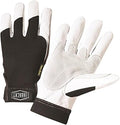 Ironcat Heavy Duty Top Grain Goatskin Leather Glove with Spandex Back, Reinforced Palm, Hook & Loop Closure, White/Black