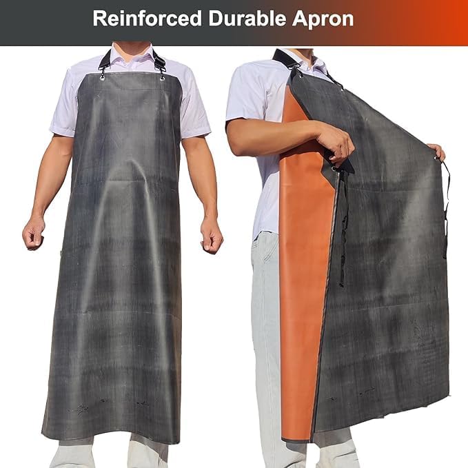 Thick Waterproof Rubber Aprons, Puncture/Abrasion/Chemical/Oil Resistance Work Apron