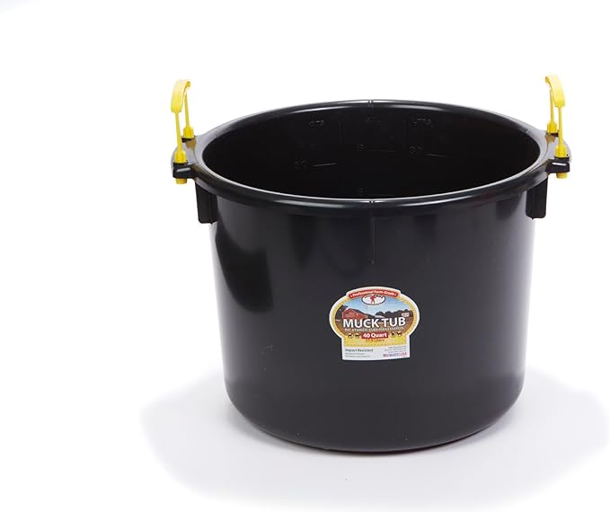 Little Giant® Plastic Muck Tub | Durable & Versatile Utility Bucket with Handles | Muck Bucket | Durable Handles | 40 Quart | Black
