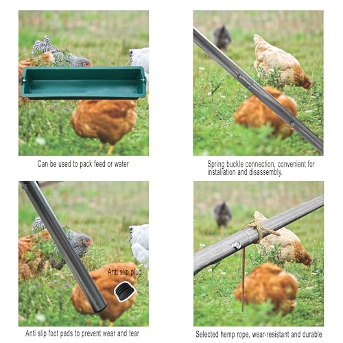 Chicken Roosting Bars with Swing and Drink Trough - 43.3'LX 19.3' W X 39.4' H, sliver, Galvanized Steel+Wood, Roosting Bars for Chickens in Coop - Image 3