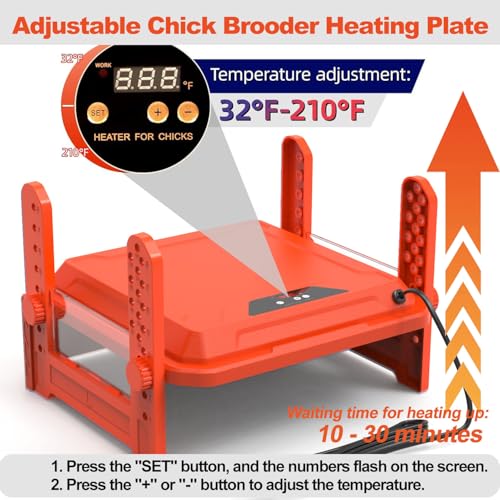Chick Brooder Heating Plate with Adjustable Temperature - Red, Acrylonitrile Butadiene Styrene (ABS), Brooder Plate 130W Red - Image 2
