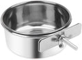 Pet Food Water Bowl with Clamp Holder Stainless Steel Coop Cup Hanging Feeder for Dog Bird Parrot Cat Rabbit (S)