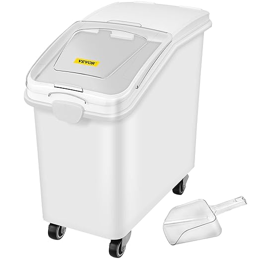 Vevor Mophorn 27 Gallon Ingredient Storage Bin 500 Cup Ingredient Bin with Scoop Ingredient Storage Bin, 11.4 Gallon Capacity Shelf Ingredient Bin, 280 Cup Flour Bins on Wheels