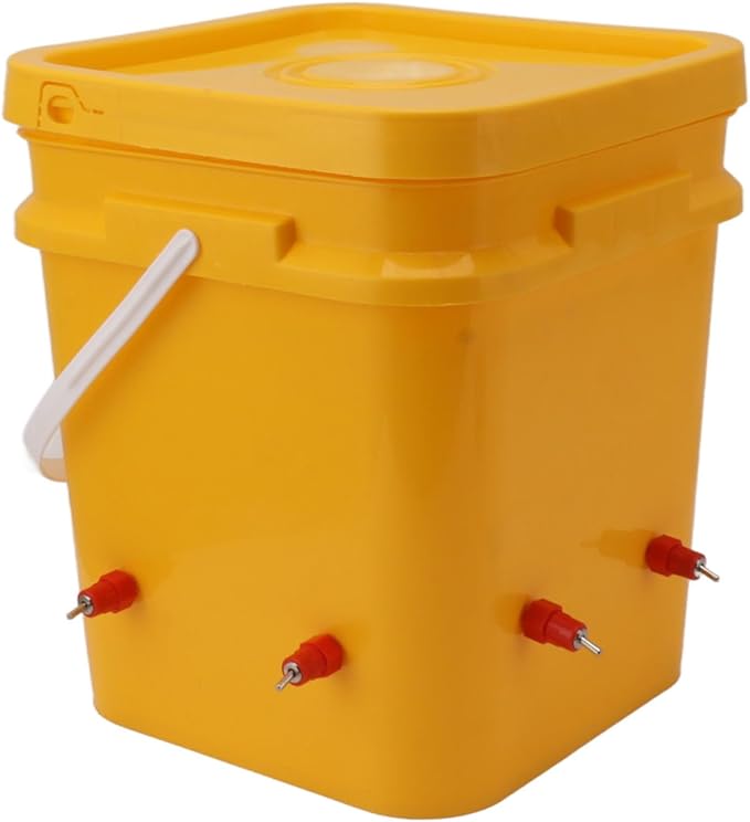 High Capacity Automatic Chicken Waterer Bowl with 12L Handheld Bucket Gravity Watering System for Quail, Easy Installation - Durable Plastic (Bucket + Butt Red Head)