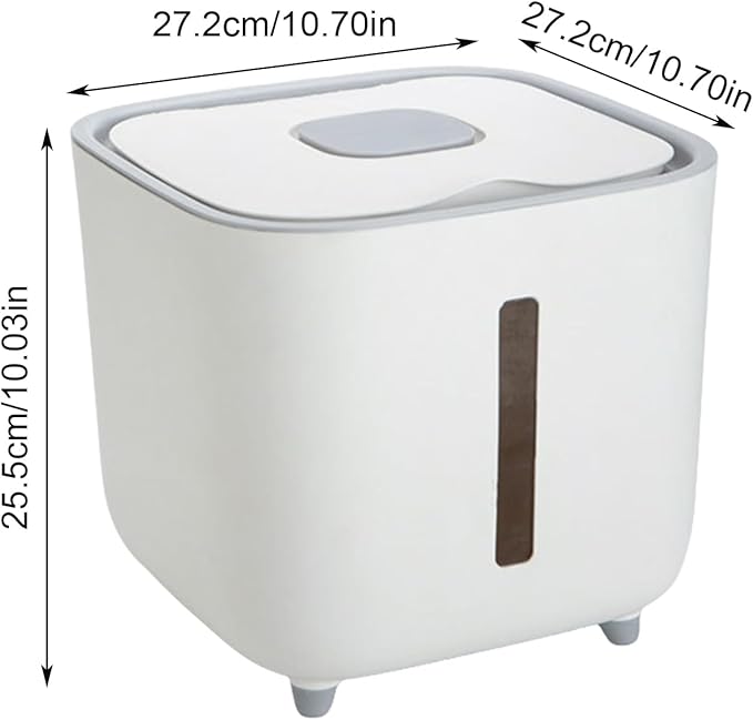 Rice Dispenser - 10kg Airtight Storage Container Clear Window, Bulk Grain Keeper Box, Secure Lid Dry Goods Organizer, Pantry Capacity Solution, Moisture Control Canister | for Kitchen Cereal Pasta