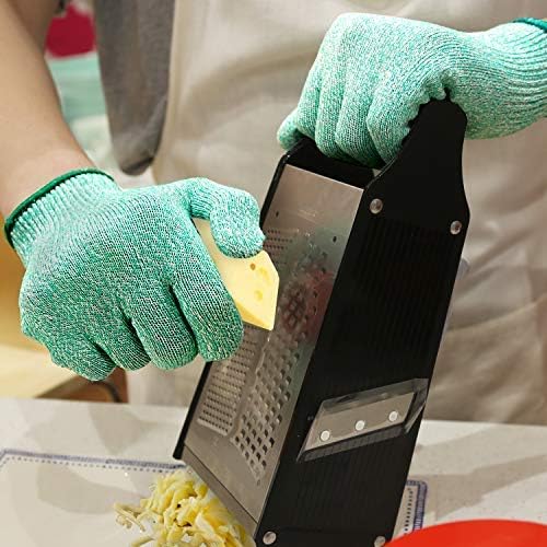 Evridwear Cut Resistant Gloves Food Grade Level 5 Kitchen Safety Protection (Large, Green)