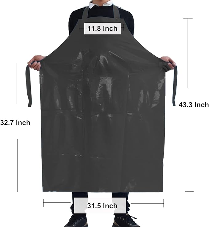 ELEBOX Waterproof Oil Proof Bib Apron Utility Apron Chemical Resistant Apron with Sleeve Work Apron Ultra Lightweight
