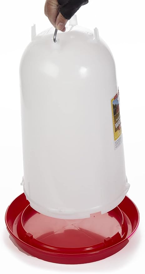 Little Giant® Plastic Poultry Drinker | Heavy Duty Plastic Gravity Fed Water Container Jar | Chicken Waterer with Handle | 3 Gallon