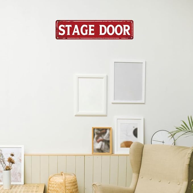 Home Theater Decor Stage Door Sign Vintage Metal Tin Signs Theatre Posters For Home Movie And Musical Theater Concert Entry Sign Musical Theater Wall Art Decor 16x4 Inches