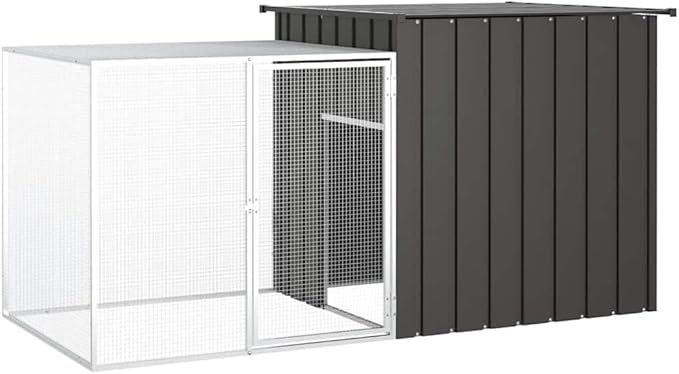 Chicken Cage for Backyard, 78.7 x 78.7 x 39.4 in Galvanized Steel Coop, Durable Outdoor Poultry Run for Chickens and Ducks, Anthracite Grey