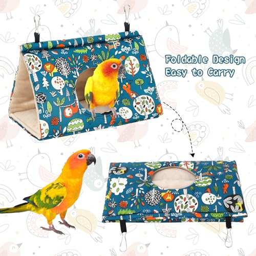 Rypet Bird Nest House, Bird Bed for Cage - Medium (Pack of 1), Blue, Cotton, Hanging Hammock Bird Hut - Image 5
